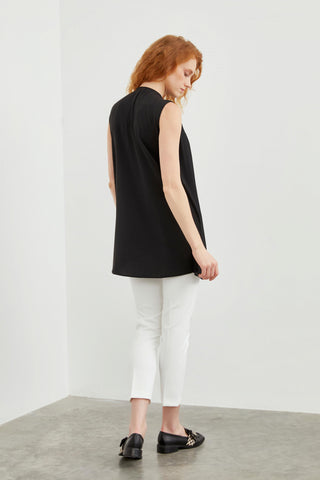 Bisiklet Yaka Kolsuz Pileli Içlik