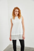 Crew Neck Sleeveless Undershirt Ecru Tunic 0005