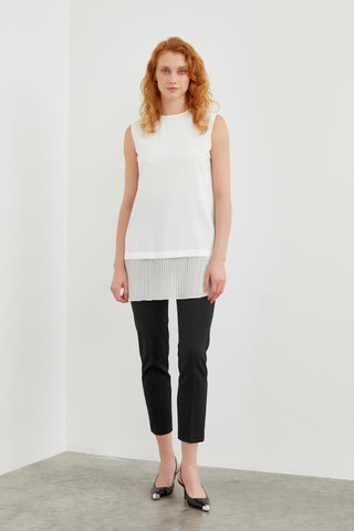 Crew Neck Sleeveless Undershirt Ecru Tunic 0005