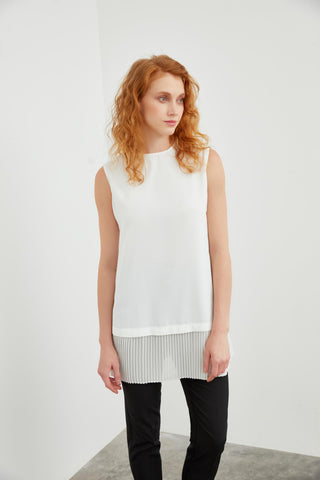 Crew Neck Sleeveless Undershirt Ecru Tunic 0005