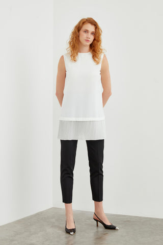 Crew Neck Sleeveless Undershirt Ecru Tunic 0005