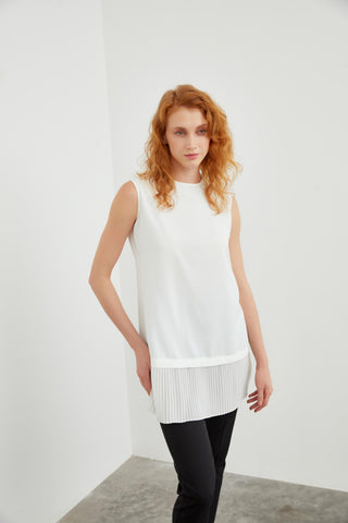 Crew Neck Sleeveless Undershirt Ecru Tunic 0005