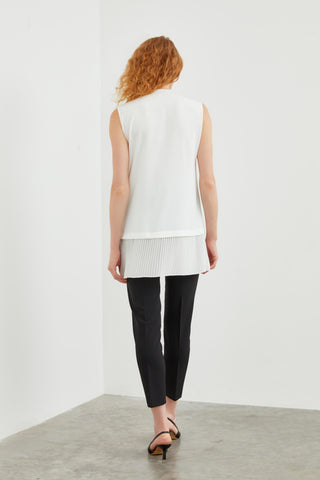 Crew Neck Sleeveless Undershirt Ecru Tunic 0005