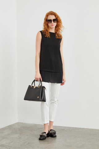 Crew Neck Sleeveless Undershirt Black Tunic 0005