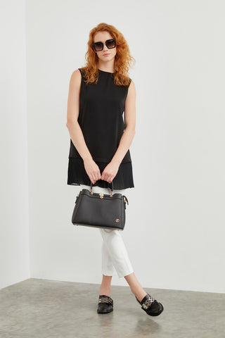 Crew Neck Sleeveless Undershirt Black Tunic 0005