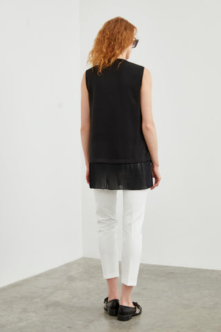 Crew Neck Sleeveless Undershirt Black Tunic 0005