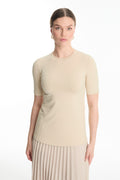 Crew Neck Basic T-shirt Beige Tunic 0011