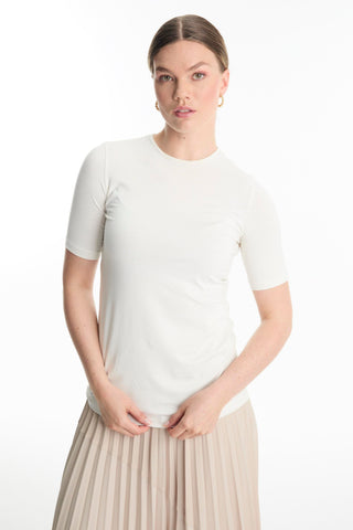 Crew Neck Basic T-shirt Ecru Tunic 0011
