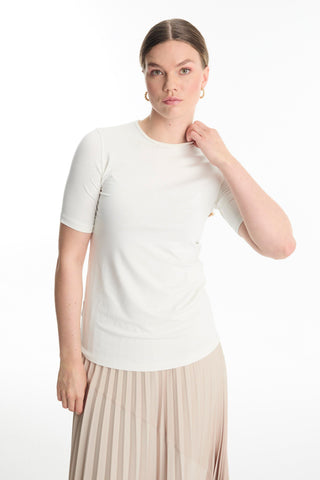 Crew Neck Basic T-shirt Ecru Tunic 0011