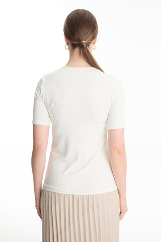 Crew Neck Basic T-shirt Ecru Tunic 0011