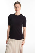 Crew Neck Basic T-shirt Black Tunic 0011