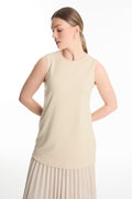 Crew Neck Sleeveless Undershirt Beige Tunic 0012