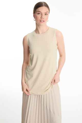 Crew Neck Sleeveless Undershirt Beige Tunic 0012