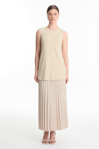Crew Neck Sleeveless Undershirt Beige Tunic 0012