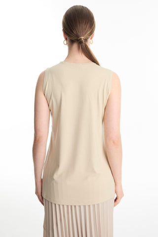 Crew Neck Sleeveless Undershirt Beige Tunic 0012