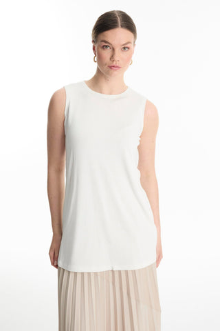 Crew Neck Sleeveless Undershirt Ecru Tunic 0012