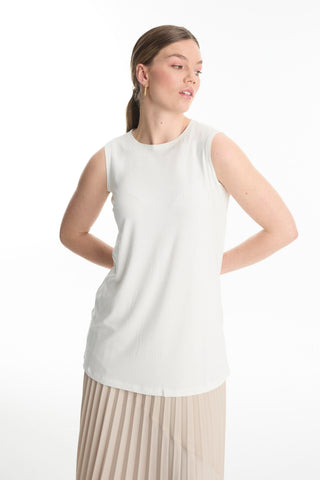 Crew Neck Sleeveless Undershirt Ecru Tunic 0012