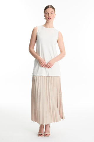 Crew Neck Sleeveless Undershirt Ecru Tunic 0012