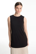 Crew Neck Sleeveless Undershirt Black Tunic 0012