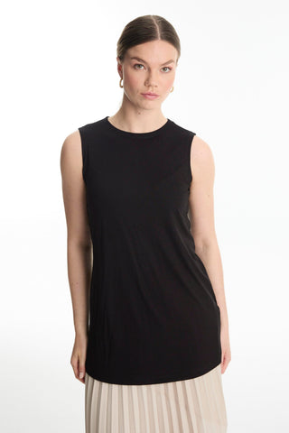 Crew Neck Sleeveless Undershirt Black Tunic 0012