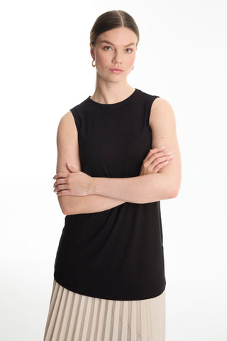 Crew Neck Sleeveless Undershirt Black Tunic 0012