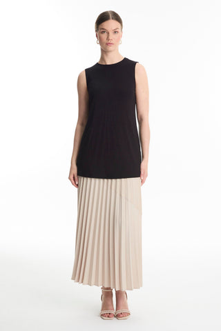 Crew Neck Sleeveless Undershirt Black Tunic 0012