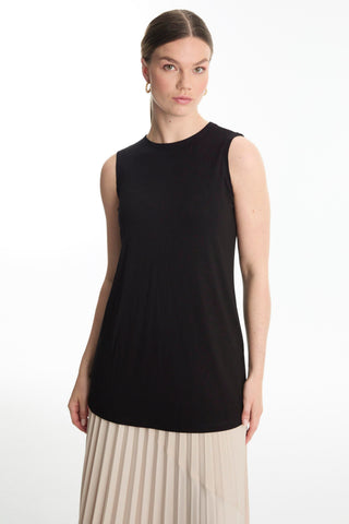 Crew Neck Sleeveless Undershirt Black Tunic 0012
