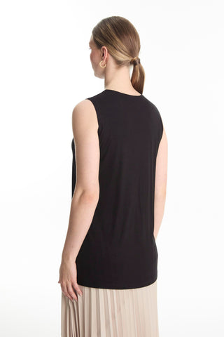 Crew Neck Sleeveless Undershirt Black Tunic 0012