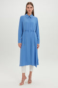 Shirt Collar Pocket Detail Long Ready-to-Wear Aqua Ready-to-Wear 0062