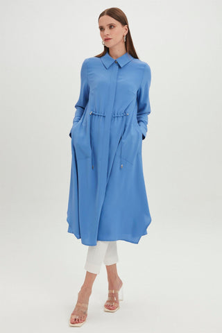 Shirt Collar Pocket Detail Long Ready-to-Wear Aqua Ready-to-Wear 0062