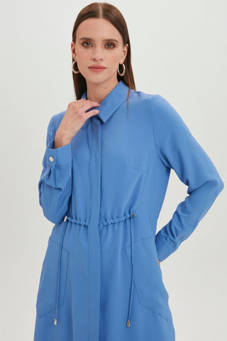 Shirt Collar Pocket Detail Long Ready-to-Wear Aqua Ready-to-Wear 0062