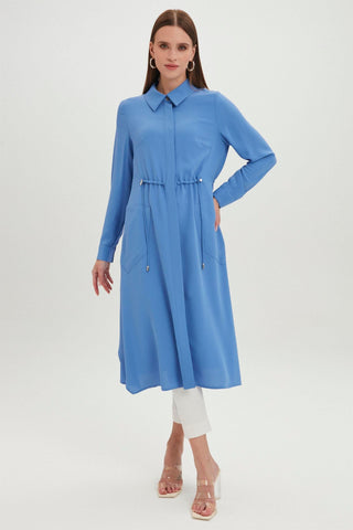 Shirt Collar Pocket Detail Long Ready-to-Wear Aqua Ready-to-Wear 0062