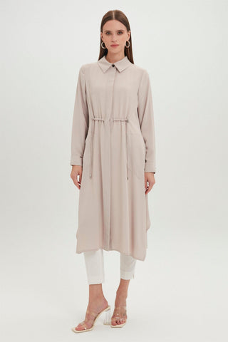 Shirt Collar Pocket Detail Long Ready to Wear, Stone Embellished 0062
