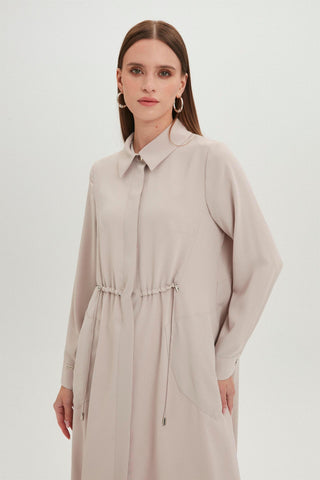 Shirt Collar Pocket Detail Long Ready to Wear, Stone Embellished 0062