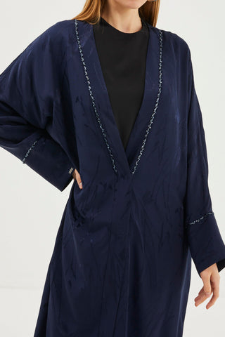 Detailed Embroidered Navy Blue Abaya Navy Blue Abaya 0078