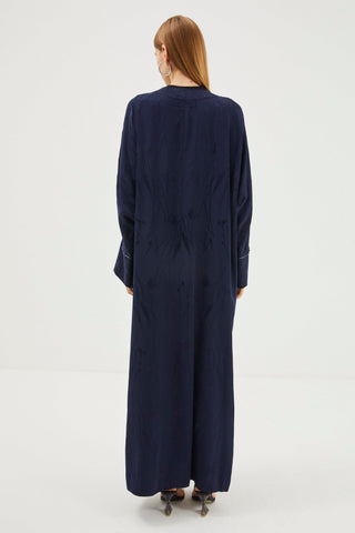 Detailed Embroidered Navy Blue Abaya Navy Blue Abaya 0078