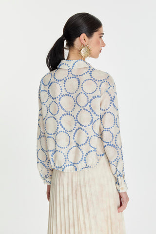 Patterned Pocket Detail Olive Green Shirt Indigo Blouse/Shirt 0081