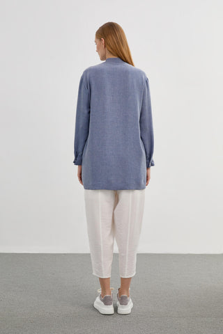 Hakim Yaka Şerit Detaylı Spor Indigo Ceket 0086