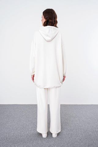 Comfort Zip-Up Hooded Sweatshirt, Ecru Tunic 0092