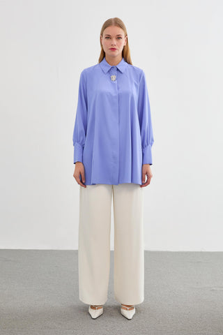 Brooch Detail Blouse Lavender Blouse/Shirt 0095