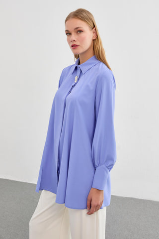 Brooch Detail Blouse Lavender Blouse/Shirt 0095