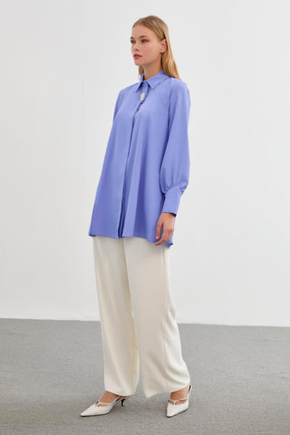 Brooch Detail Blouse Lavender Blouse/Shirt 0095