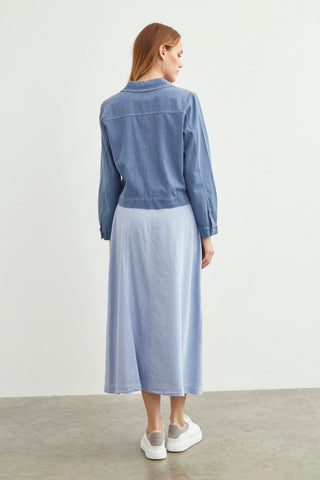 Denim Cep Detaylı Spor Mavi Ceket 0095