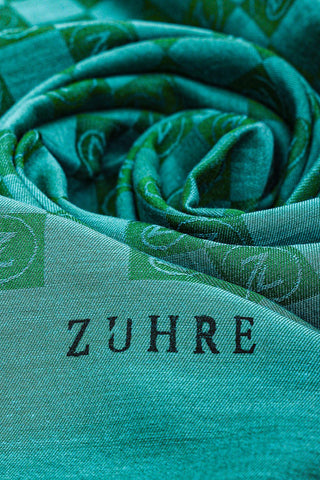 Monogram Patterned Dawn Emerald Shawl 0106