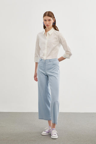 Denim Geniş Paça Buz Mavisi Pantolon 0136