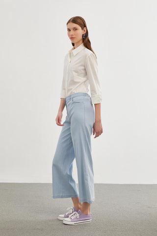 Denim Geniş Paça Buz Mavisi Pantolon 0136