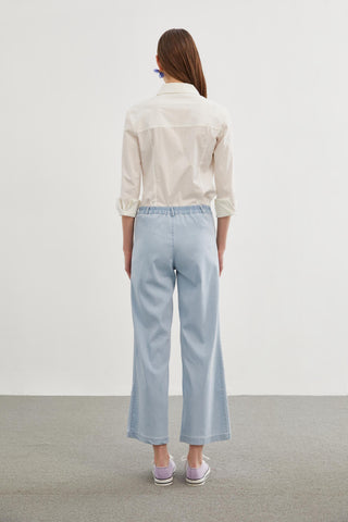 Denim Geniş Paça Buz Mavisi Pantolon 0136