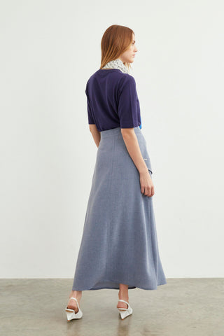 Long Indigo Skirt with Pocket Detail 0142