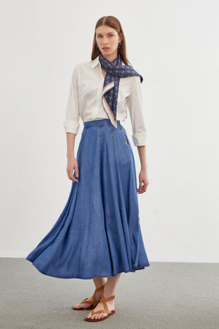Denim A-line Blue Skirt 0144