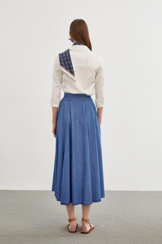 Denim A-line Blue Skirt 0144